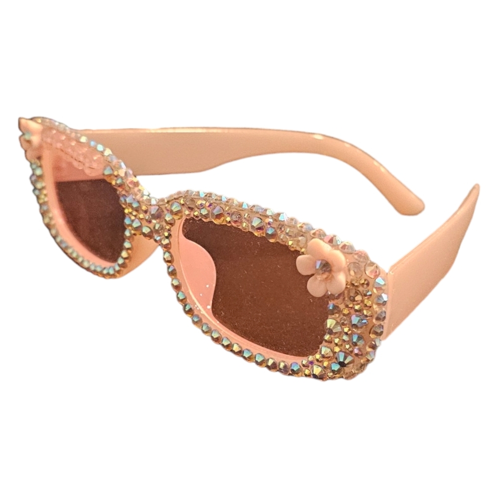 Handmade BRIDE Swarovski Crystal Rectangle Rosey Sunglasses - Picture 7 of 8